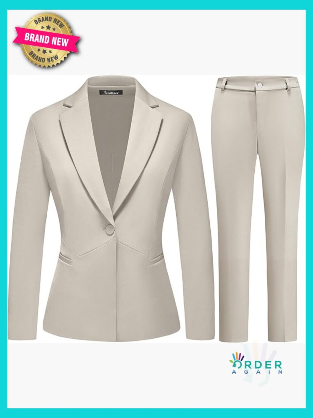 2 Piece Pantsuit Slim Fit Business Suit Set Work Professional Blazer Trousers